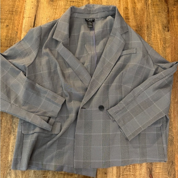Soho Apparel Jackets & Blazers - Soho Apparel women’s herringbone blazer jacket plaid 3X NWOT gray black